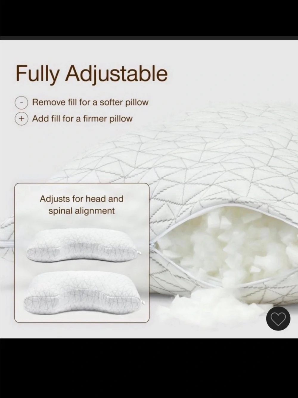 NWT Coop Original Adjustable Cut-Out Side Pillow - White